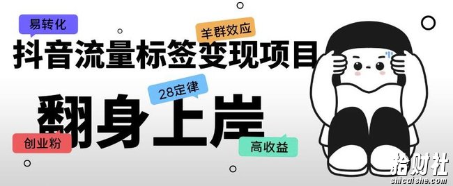 抖音流量标签变现项目,抖音创业粉轻松转化,单价高收益简单