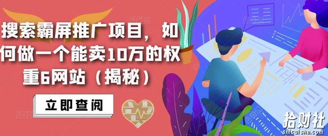 搜索霸屏推广项目，如何做一个能卖10万的权重6网站（揭秘）
