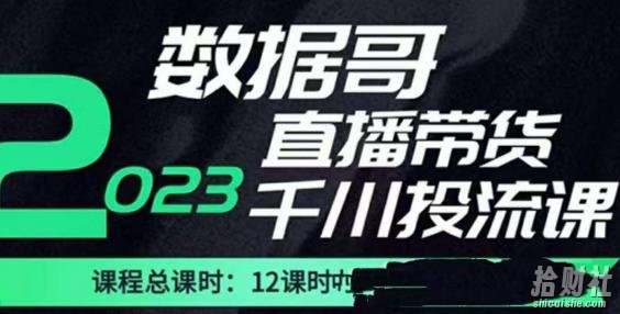 数据哥2023直播电商巨量千川付费投流实操课，快速掌握直播带货运营投放策略