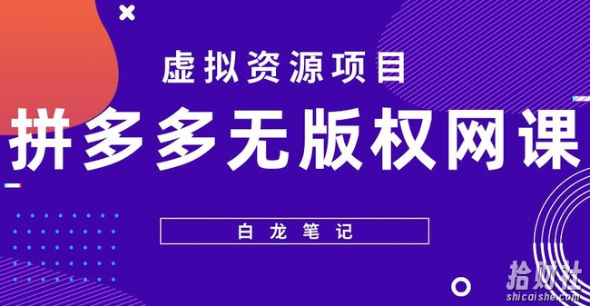 【白龙笔记】拼多多无版权网课项目,月入5000的长期项目,玩法详细拆解【揭秘】