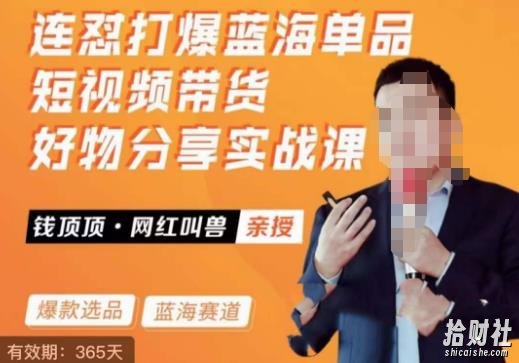 网红叫兽·连怼打爆蓝海单品，短视频带货好物分享实战课