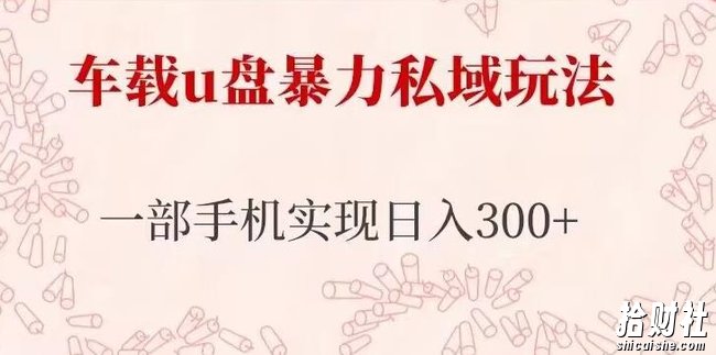 车载u盘暴力私域玩法,长期项目,仅需一部手机实现日入300+