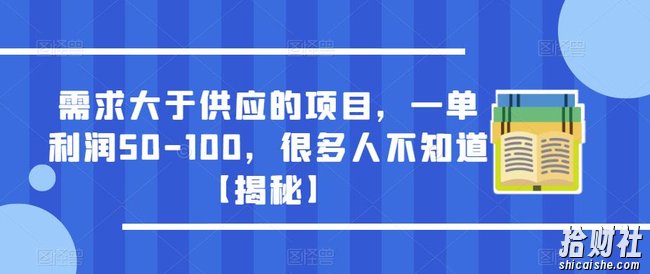 需求大于供应的项目，一单利润50-100，很多人不知道【揭秘】