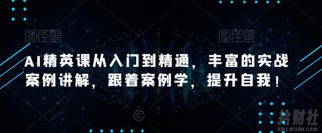 AI精英课从入门到精通，丰富的实战案例讲解，跟着案例学，提升自我！