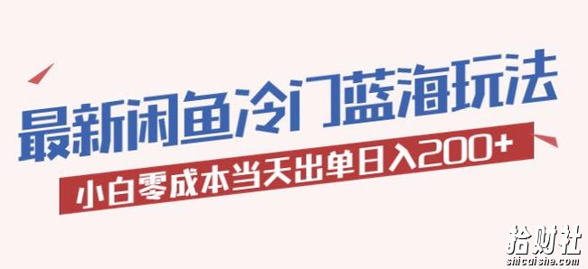 2023最新闲鱼冷门蓝海玩法，小白零成本当天出单日入200+【揭秘】
