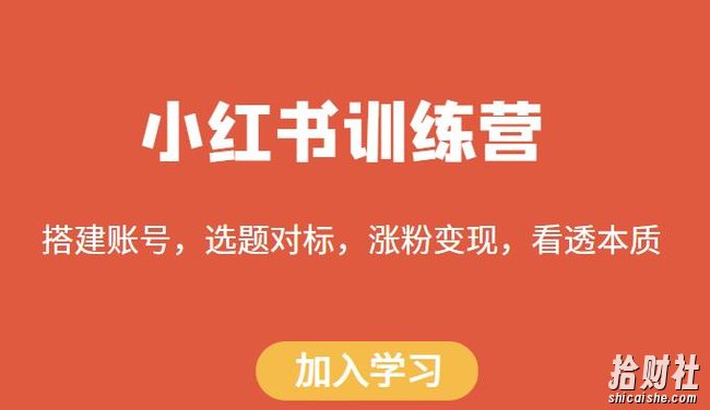 小红书训练营,搭建账号,选题对标,涨粉变现,看透本质