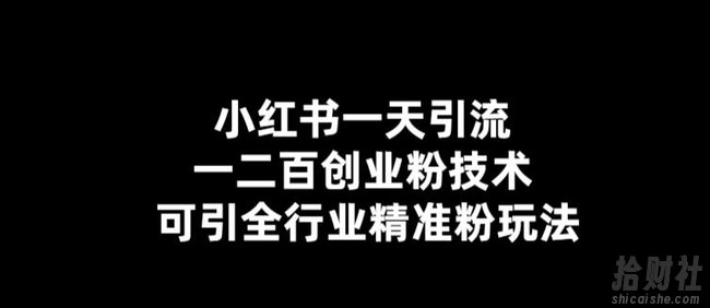 小红书一天引流一二百创业粉技术,可引全行业精准粉玩法【仅揭秘】