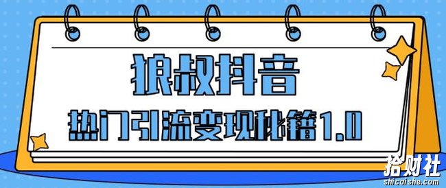 狼叔抖音热门引流变现秘籍1.0，人人都可以捞金的项目，让你的视频曝光10W+