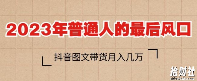 2023年普通人的最后风口,抖音图文带货月入几万,只需一部手机即可操作
