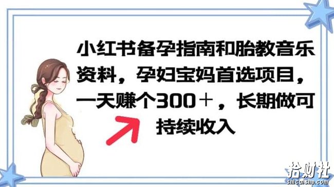 小红书备孕指南和胎教音乐资料孕妇宝妈首选项目一天赚个300+长期可做【揭秘】
