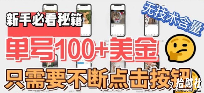 最新无脑只需不断点击按钮，单号100美金暴利项目，可批量操作【揭秘】