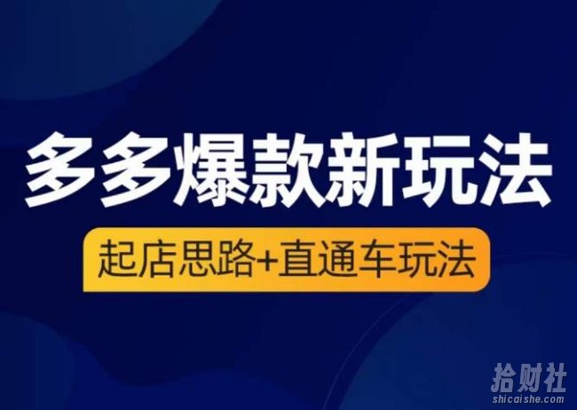 海神·多多爆款新玩法,起店思路+直通车玩法(3节精华课)