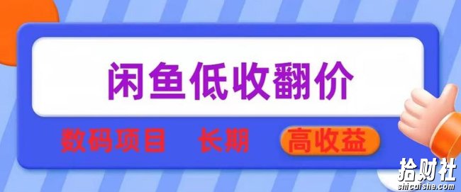 闲鱼低收翻价数码暴利项目，长期高收益【揭秘】