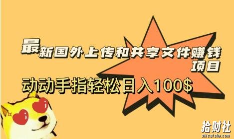 最新国外共享賺米项目，动动手指轻松日入100$【揭秘】