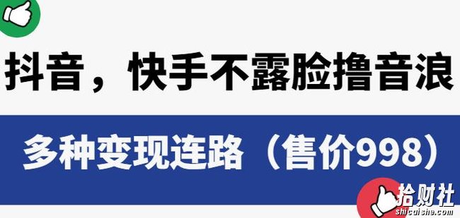 抖音快手不露脸撸音浪项目，多种变现连路（售价998）