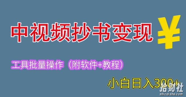 2023中视频抄书变现（附工具+教程），一天300+，特别适合新手操作的副业（揭秘）