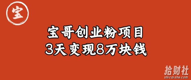 宝哥IP图文创业粉引流项目实战分享:单个账号3天涨粉1万,变现8万块钱(图文教程)【揭秘】