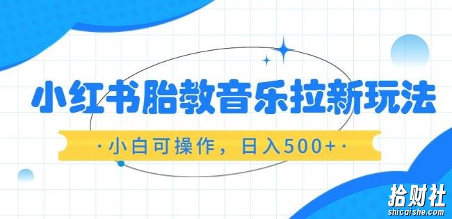 小红书胎教音乐拉新玩法,小白可操作,日入500+(资料已打包)【揭秘】