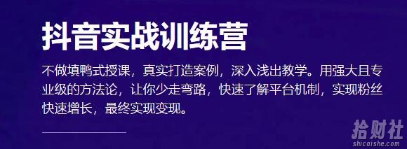 新片场抖音实战训练营：0基础快速上手玩转抖音，快手涨粉，实现变现！
