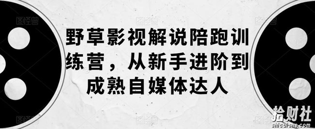 野草影视解说陪跑训练营,从新手进阶到成熟自媒体达人