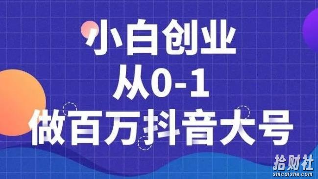 蛋解创业：小白创业从0-1做百万抖音大号，短视频带货引流必备课程