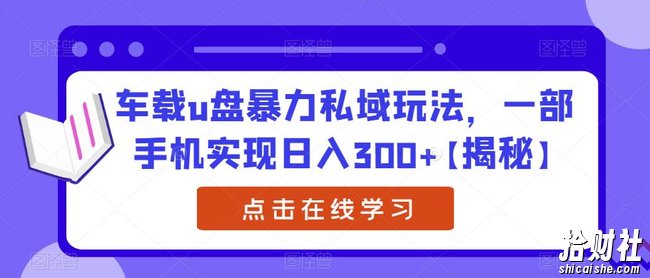 车载u盘暴力私域玩法,一部手机实现日入300+【揭秘】