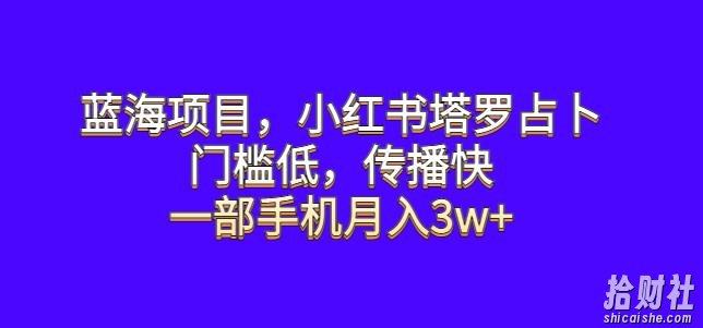 蓝海项目,小红书塔罗占卜,门槛低,传播快,一部手机月入3w+【揭秘】