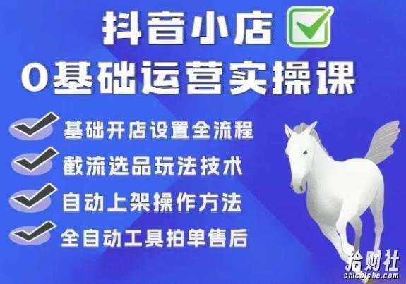 白马电商·0基础抖店运营实操课,基础开店设置全流程,截流选品玩法技术