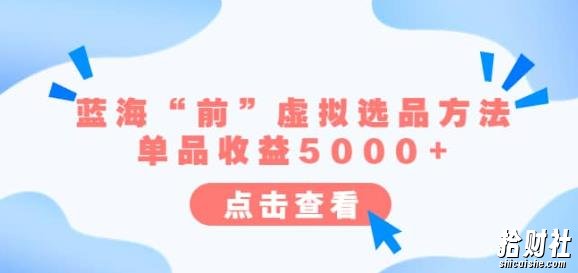 某公众号付费文章《蓝海“前”虚拟选品方法:单品收益5000+》