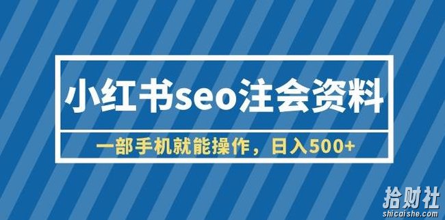 小红书seo注会资料,一部手机就能操作,日入500+(教程+资料)【揭秘】