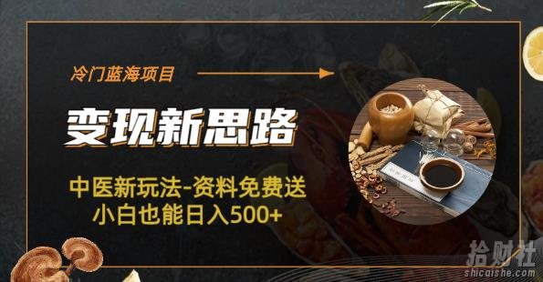 冷门蓝海项目-中医新玩法-资料免费送小白也能日入500+【揭秘】