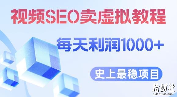 视频SEO出售虚拟产品每天稳定2-5单利润1000+史上最稳定私域变现项目【揭秘】