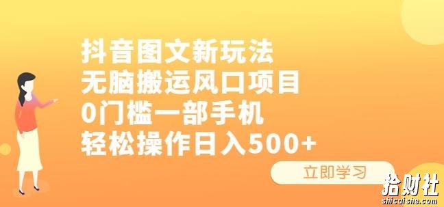 抖音图文新玩法,无脑搬运风口项目,0门槛一部手机轻松操作日入500+【揭秘】