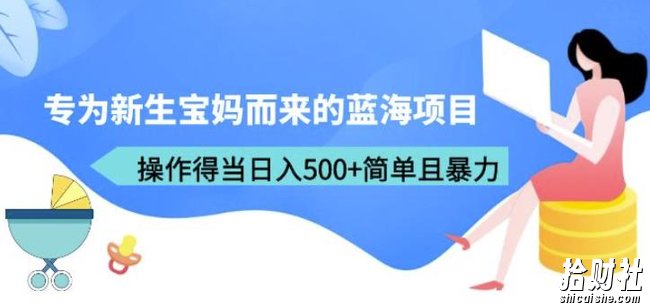 专为新生宝妈而来的蓝海项目，操作得当日入500+简单且暴力（教程+工具）【揭秘】