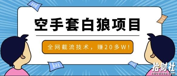 2020最新空手套白狼项目，全网批量截流技术，一个月实战成功赚20多W+