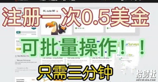 国外项目注册一次0.5美金，只需三分钟无脑操作，可批量同时放大操作，小白工作室福利【揭秘】