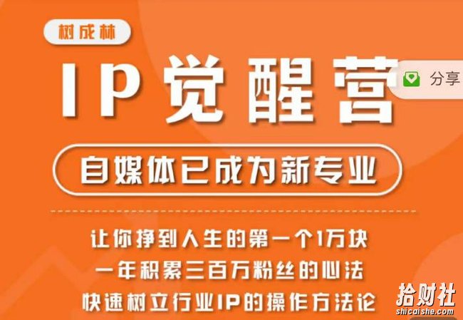 树成林·IP觉醒营,快速树立行业IP的操作方法论,让你赚到人生的第一个1万块(更新)