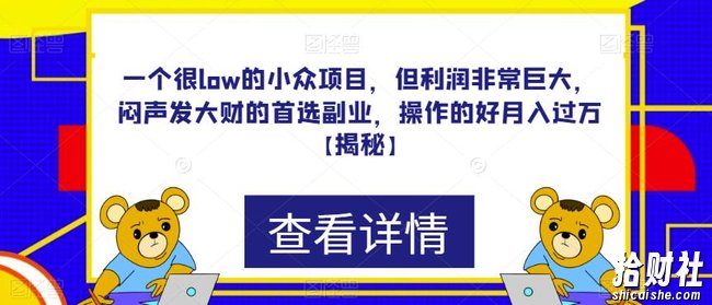 一个很low的小众项目，但利润非常巨大，闷声发大财的首选副业，操作的好月入过万【揭秘】