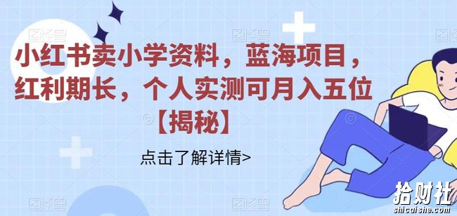 小红书卖小学资料,蓝海项目,红利期长,个人实测可月入五位【揭秘】