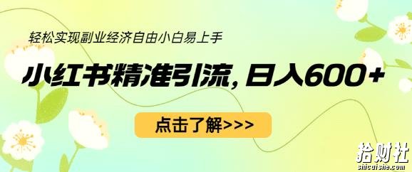 小红书精准引流,小白日入600+,轻松实现副业经济自由(教程+1153G资源)