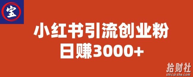 宝哥小红书引流创业粉,日赚3000+【揭秘】