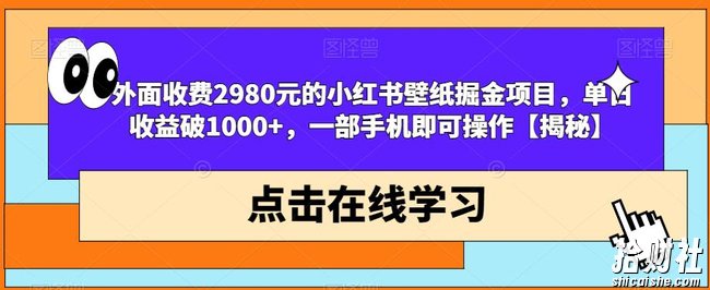 外面收费2980元的小红书壁纸掘金项目,单日收益破1000+,一部手机即可操作【揭秘】
