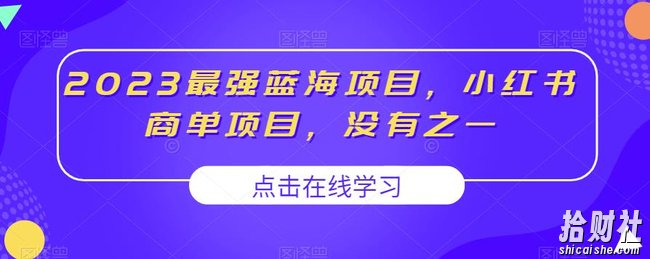 2023最强蓝海项目,小红书商单项目,没有之一【揭秘】