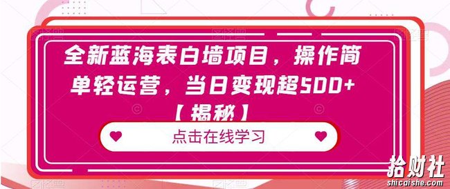 全新蓝海表白墙项目,操作简单轻运营,当日变现超500+【揭秘】