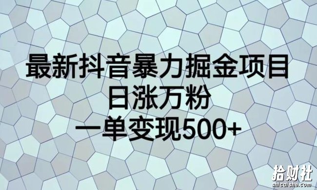 最新抖音暴力掘金项目，日涨万粉，一单变现500+【揭秘】