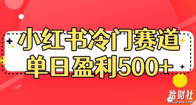 小红书冷门赛道，单日盈利500+【揭秘】