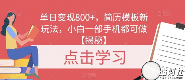 单日变现800+,简历模板新玩法,小白一部手机都可做【揭秘】