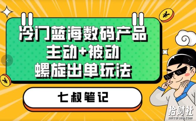 七叔冷门蓝海数码产品，主动+被动螺旋出单玩法，每天百分百出单【揭秘】