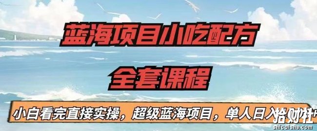 蓝海项目小吃配方全套课程，小白看完直接实操，单人日入1000+【揭秘】