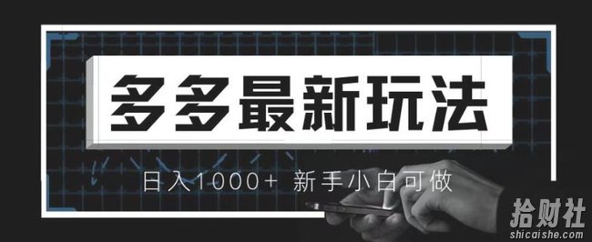 价值4980的拼多多最新玩法,月入3w【新手小白必备项目】【揭秘】